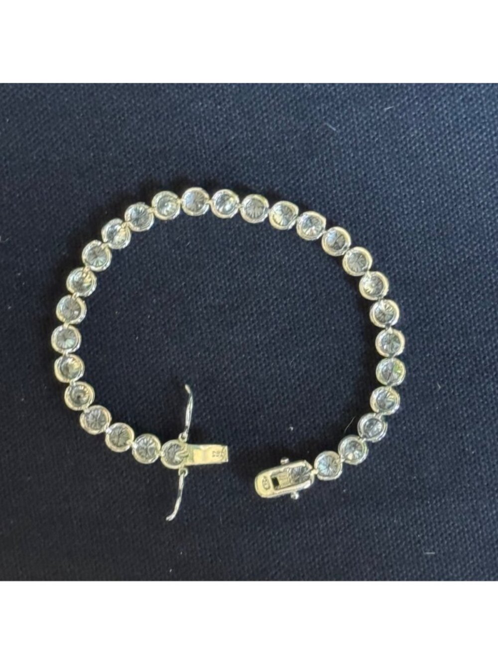 DBJ 925 Sterling Silver Tennis Bracelet w/Round CZ Stones Secure Clasp Vintage - Picture 3 of 10